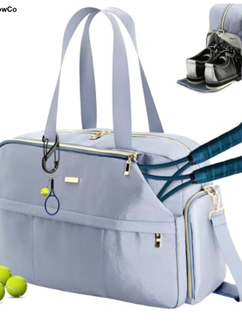 Tennis Racket Bag for Women with Shoe Compartment, Pickleball Gym Tote